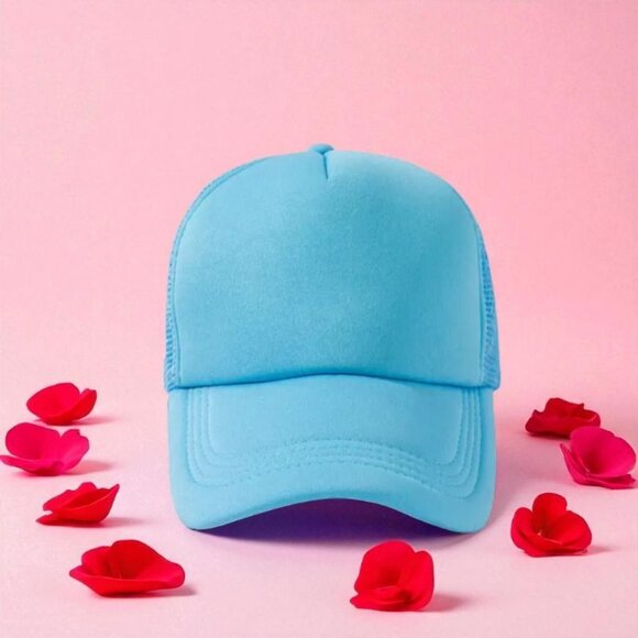 Adjustable Unisex Light Blue Mesh Trucker Hat (SKU#0462) - Picture 3 of 5